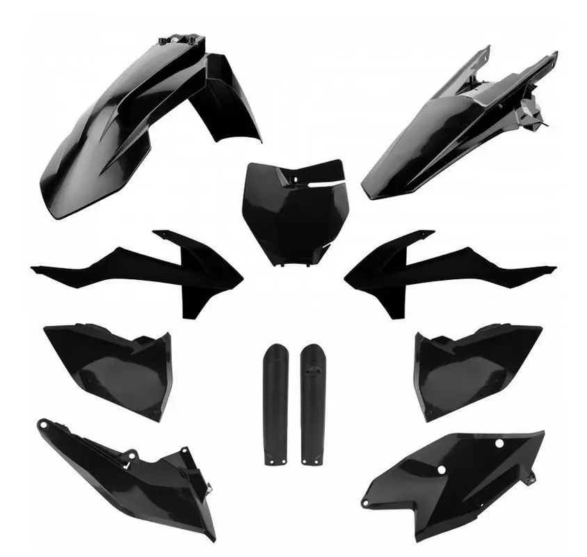 POLISPORT kompletní sada plastů (FULL KIT) KTM EXC/EXC-F TPI 17-19 v sadě kryt světla (8666800002) a kryty tlumičů (8398600003) barva černá