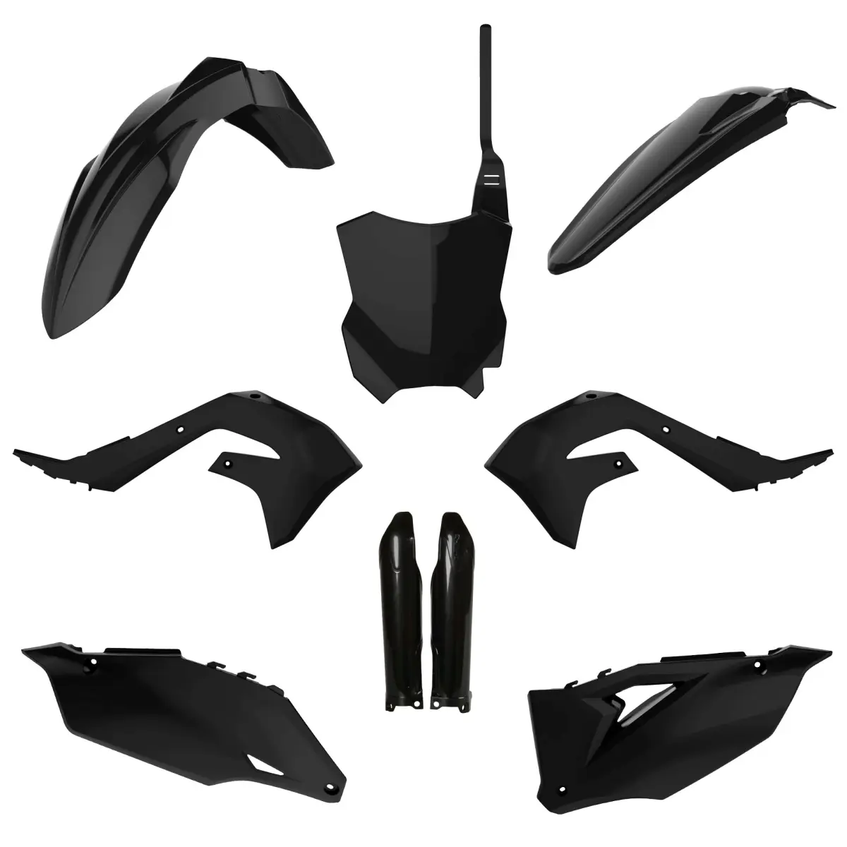 POLISPORT kompletní sada plastů (FULL KIT) KAWASAKI KX 250F 21-24; KX 450F 19-23 v sadě přední tabulka (8665900003) a kryty tlumičů (8351800002) barva