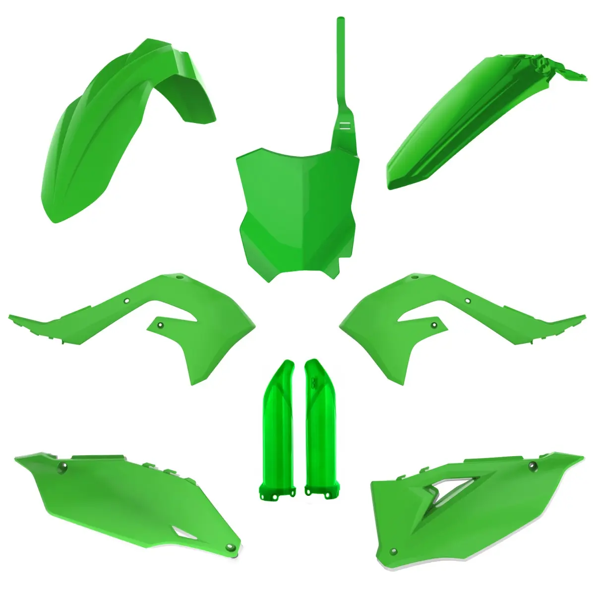 POLISPORT kompletní sada plastů (FULL KIT) KAWASAKI KX 250F 21-24; KX 450F 19-23 v sadě přední tabulka (8665900001) a kryty tlumičů (8351800005) barva