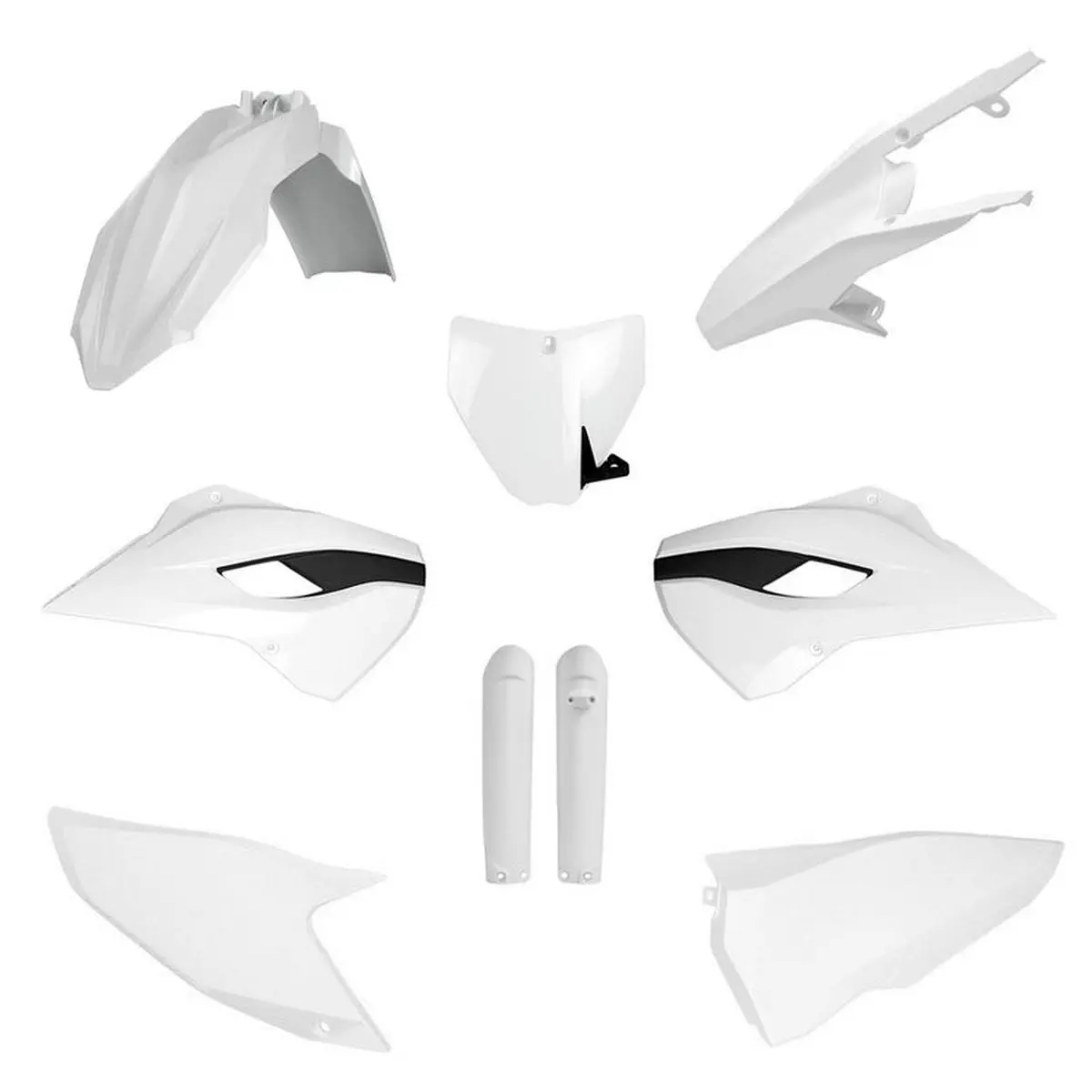 POLISPORT kompletní sada plastů (FULL KIT) HUSQVARNA TC/FC 15 v sadě tabulka přední (8672200001) i kryty tlumičů (8398600002) barva bílá (POLISPORT)