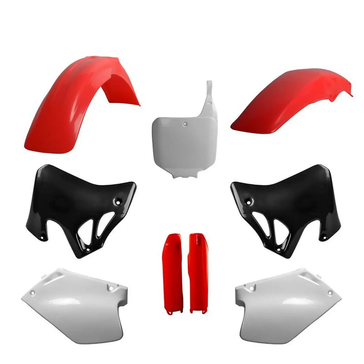 POLISPORT kompletní sada plastů (FULL KIT) HONDA CR 125 95-97; CR 250 95-96 v sadě tabulka přední (8673000002) i kryty tlumičů (8394000003) barva OEM