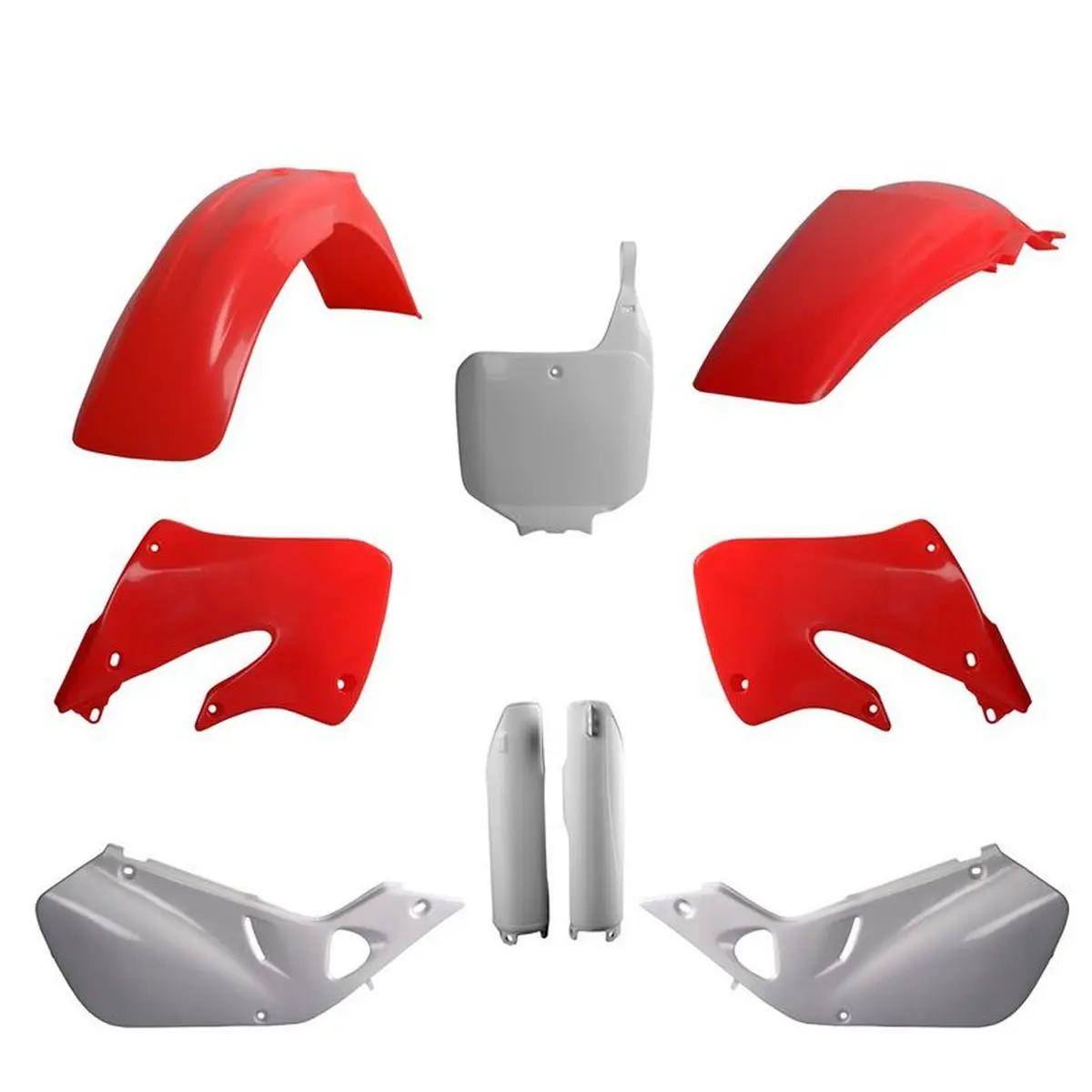 POLISPORT kompletní sada plastů (FULL KIT) HONDA CR 125 98-99; CR 250 97-99 v sadě tabulka přední (8673000002) i kryty tlumičů (8394000001) barva