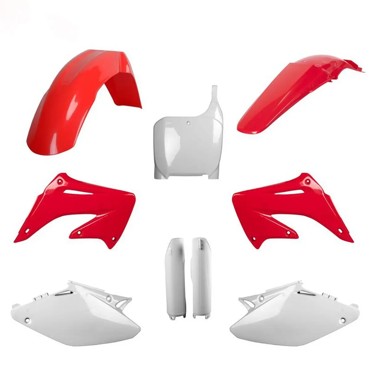 POLISPORT kompletní sada plastů (FULL KIT) HONDA CR 125 02-03; CR 250 02-03 v sadě tabulka přední (8657000001) i kryty tlumičů (8394000001) barva