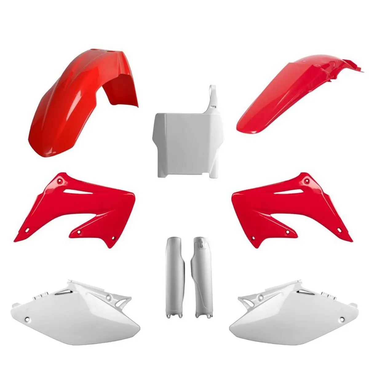 POLISPORT kompletní sada plastů (FULL KIT) HONDA CR 125 04-07; CR 250 04-07 v sadě tabulka přední (8661900001) i kryty tlumičů (8351700001) barva