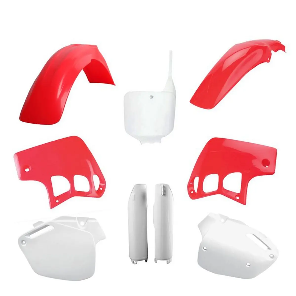 POLISPORT kompletní sada plastů (FULL KIT) HONDA CR 500 95-00 v sadě tabulka přední (8680800001) i kryty tlumičů (8394000001) barva červená FLUO-R