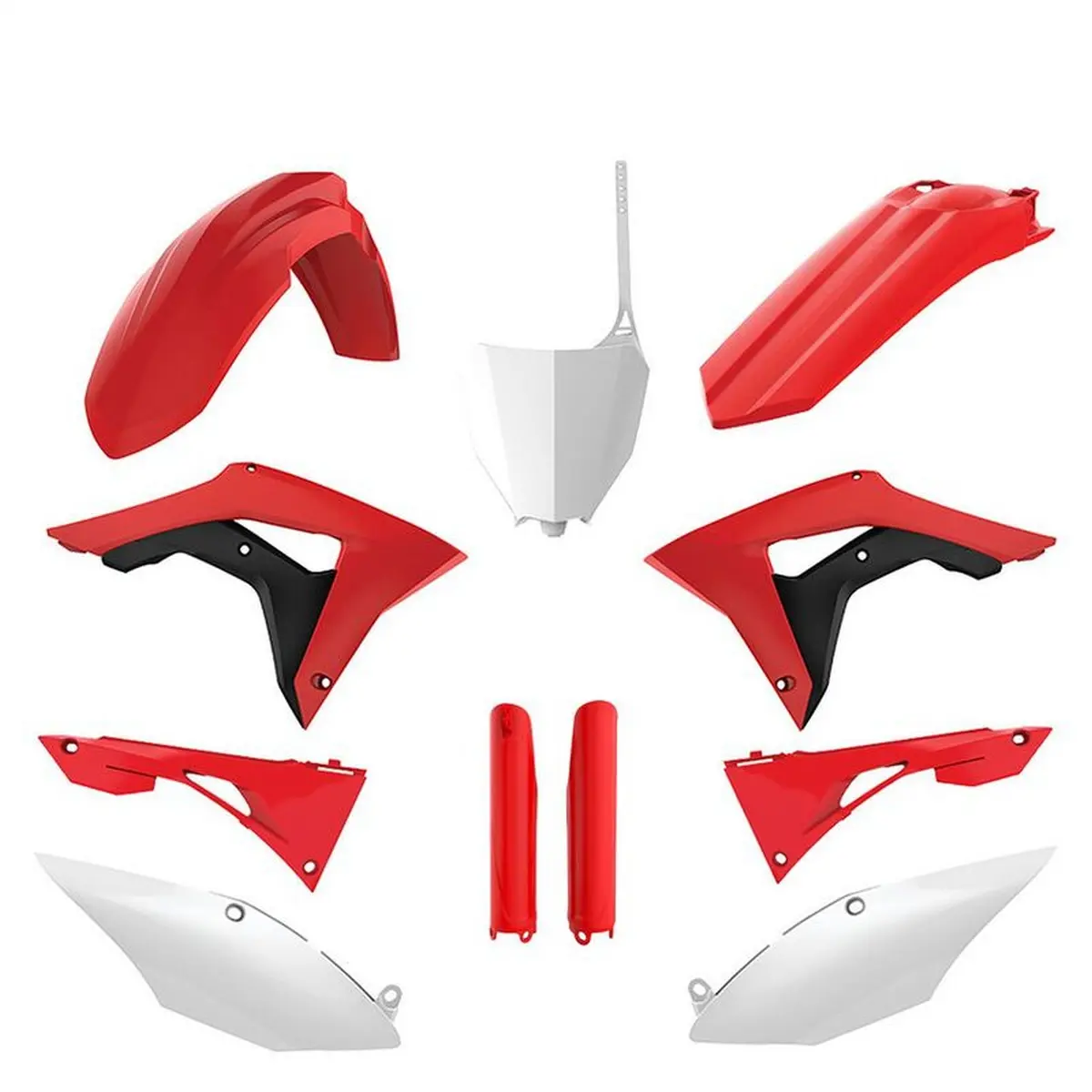 POLISPORT kompletní sada plastů (FULL KIT) HONDA CRF 250R 18-21; CRF 450R 17-20 v sadě tabulka přední (8667200002) i kryty tlumičů (8351900003) barva