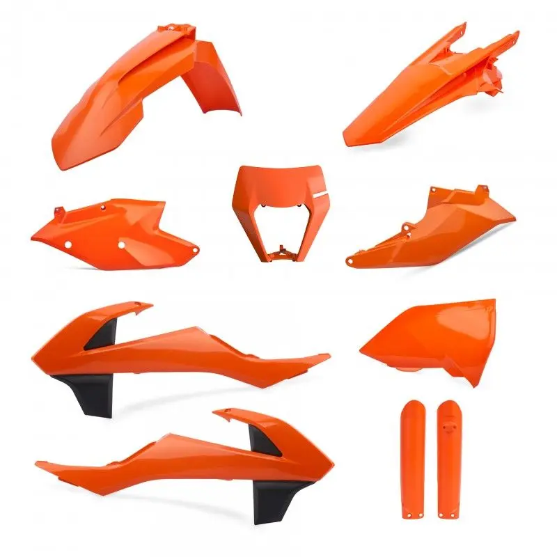 POLISPORT kompletní sada plastů (FULL KIT) KTM EXC/EXC-F TPI 17-19 v sadě kryt světla (8666800002) a kryty tlumičů (8398600003) barva oranžová