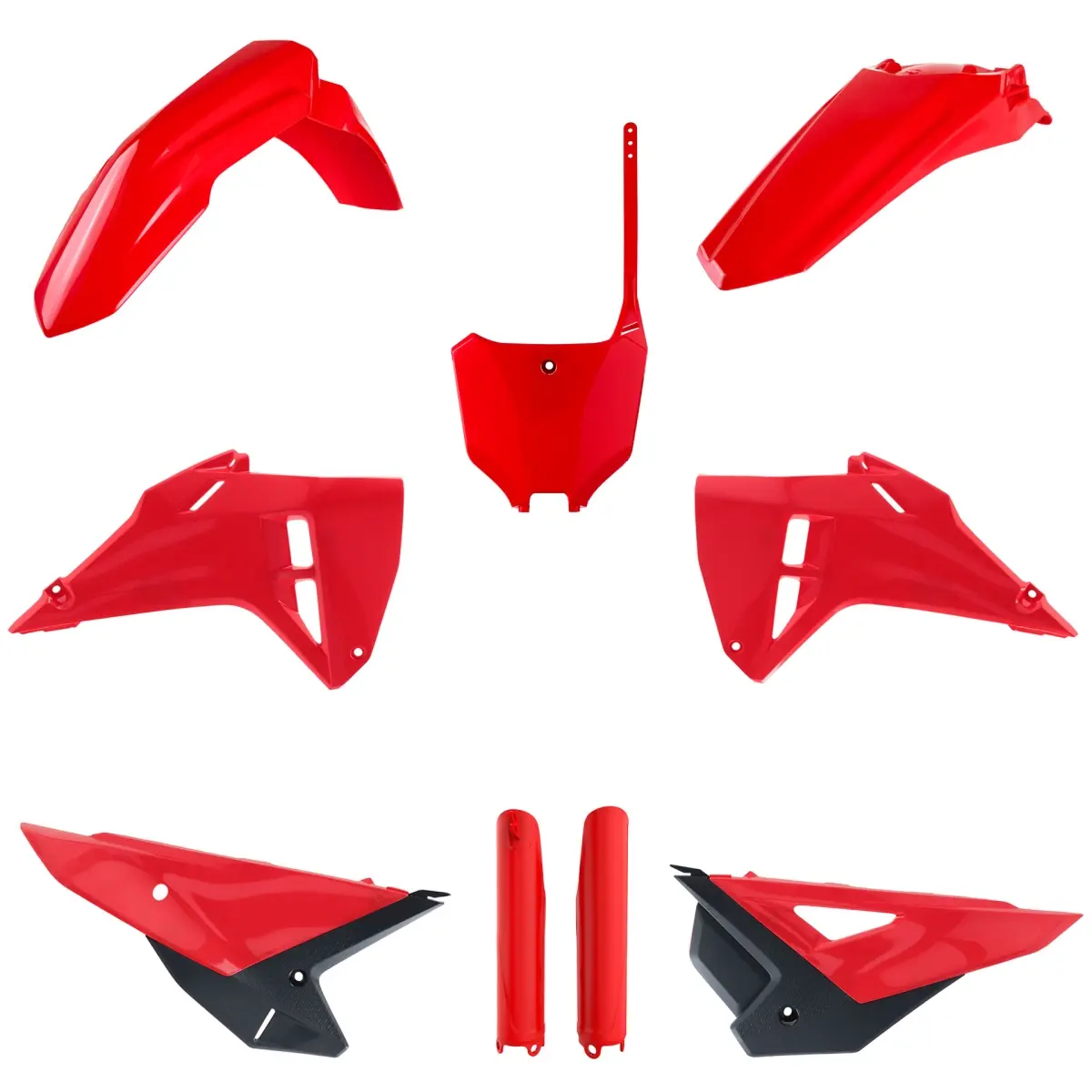 POLISPORT kompletní sada plastů (FULL KIT) HONDA CRF 250R 25-26; CRF 450R 25-26 v sadě přední tabulka (8670700001) a kryty tlumičů (8351900003) barva