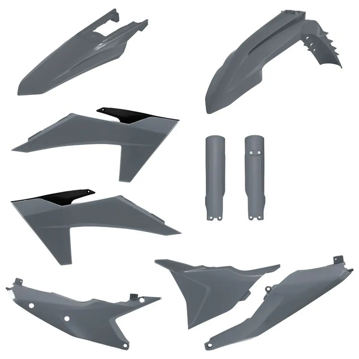 POLISPORT kompletní sada plastů (FULL KIT) KTM EXC/EXC-F/XC-W/XC-WF TBI 24-25 v sadě kryty tlumičů (8352500003) barva šedá (N-GRAY) (POLISPORT)