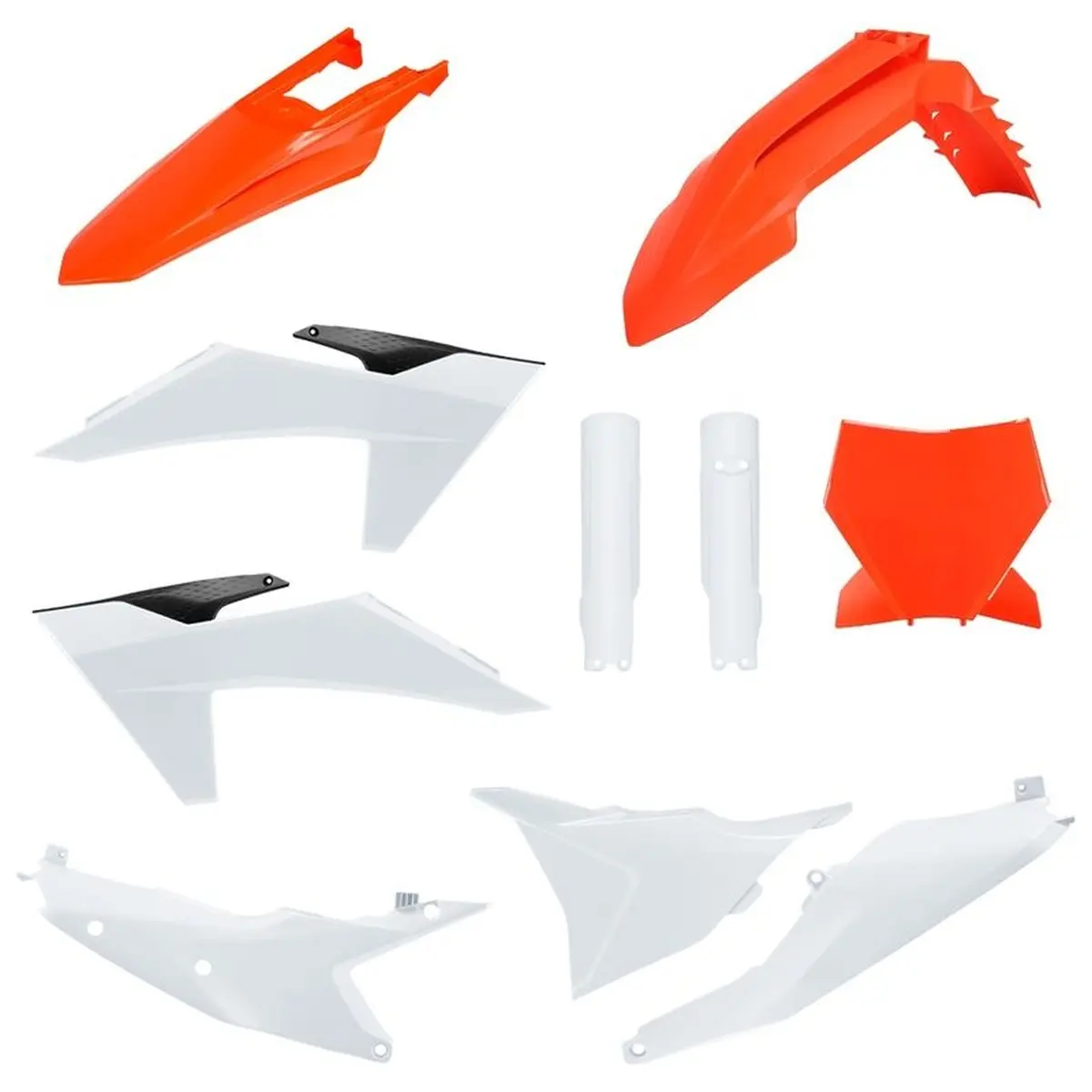POLISPORT kompletní sada plastů (FULL KIT) KTM SX/SX-F/XC/XC-F 23-24 v sadě přední tabulka (8672000002) a kryty tlumičů (8352500001) barva oranžová