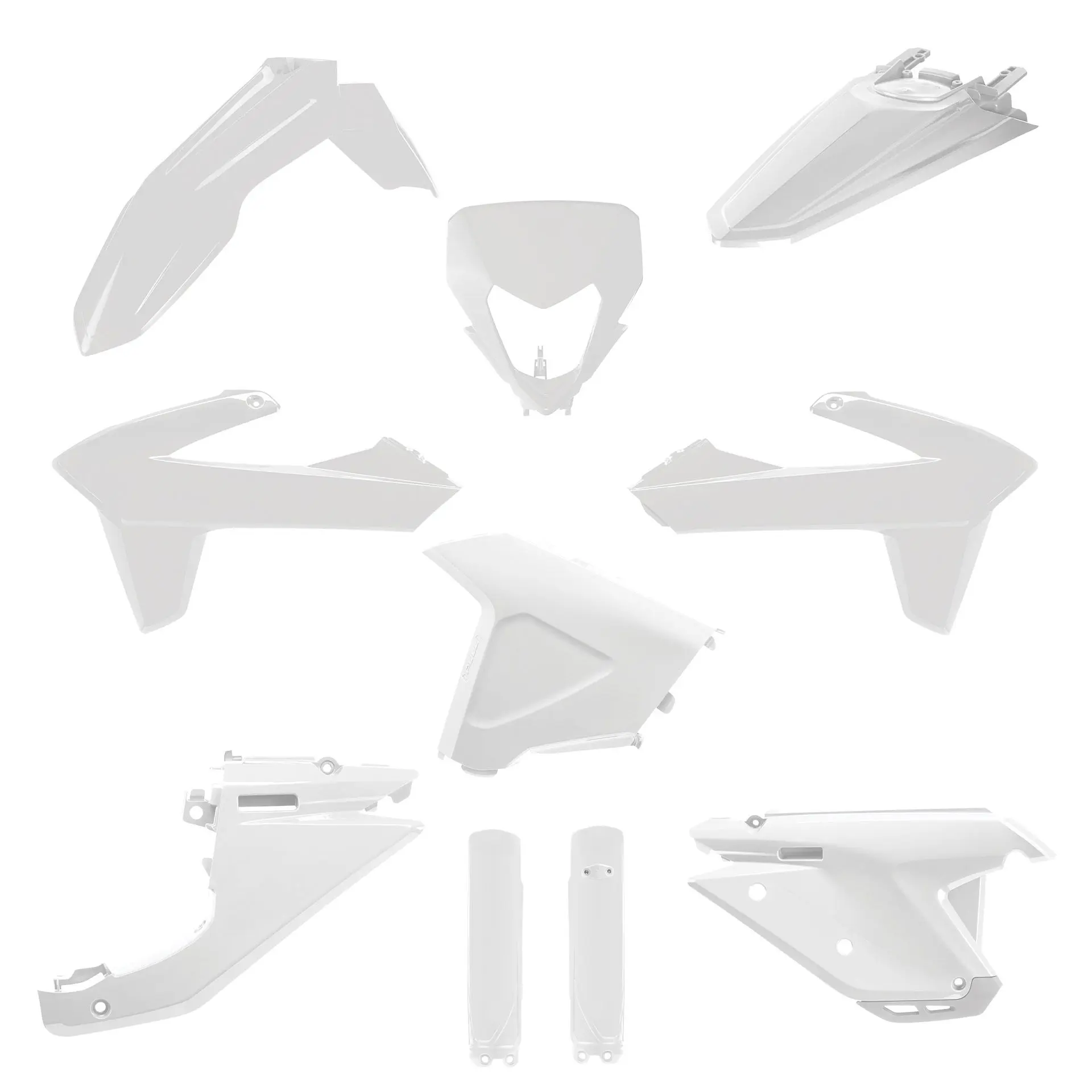 POLISPORT kompletní sada plastů (FULL KIT) SHERCO SE/SEF 25-26 v sadě kryt světla (8681100002) a kryty tlumičů (8352900002) barva bílá (POLISPORT)