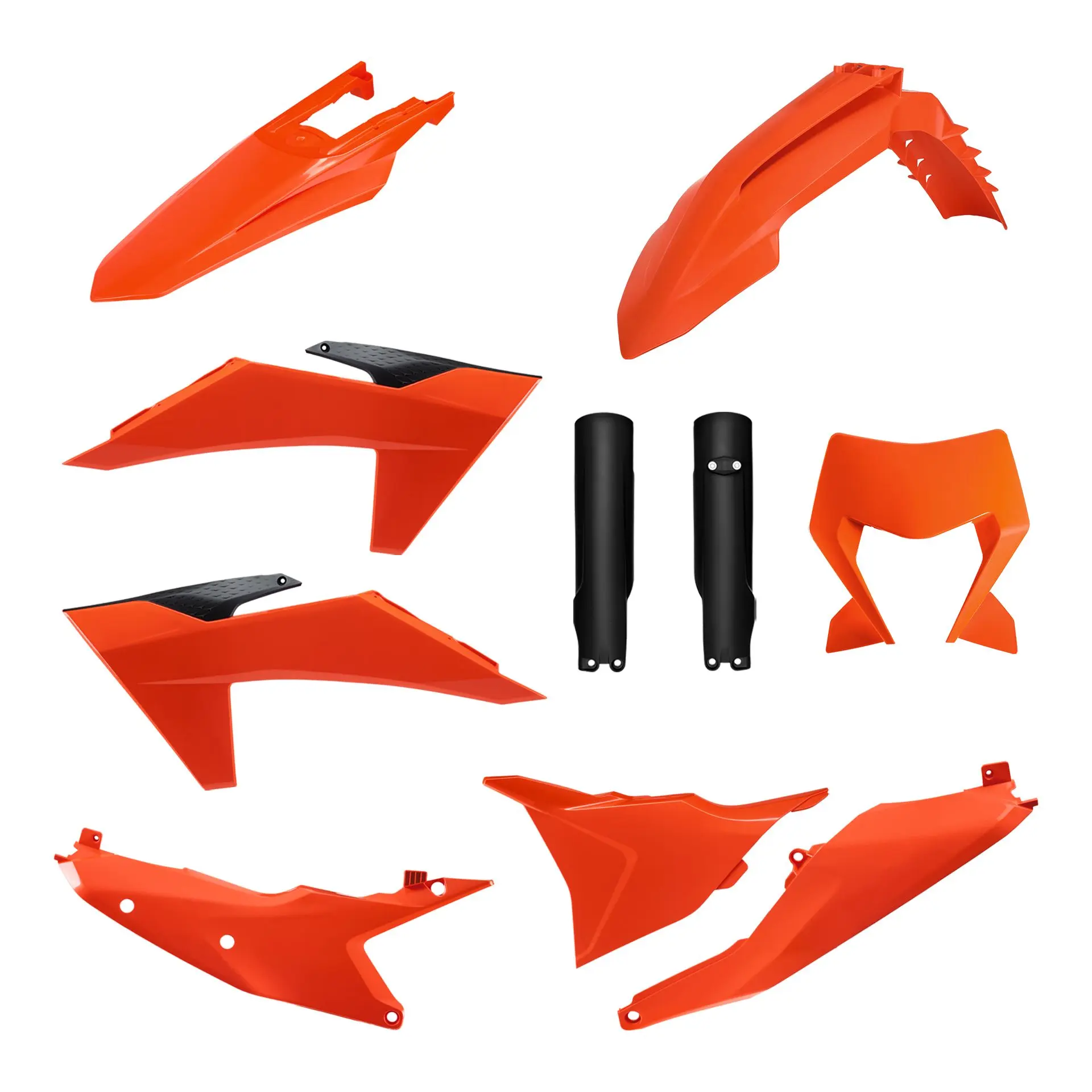 POLISPORT kompletní sada plastů (FULL KIT) KTM EXC/EXC-F/XC-W/XC-WF TBI 24-25 v sadě kryt světla a kryty tlumičů (8352500001) barva oranžová černá OEM