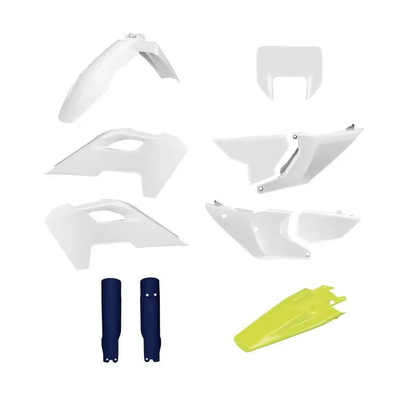 POLISPORT kompletní sada plastů (FULL KIT) HUSQVARNA TE/FE 24-25 v sadě kryt předního světla (8681500001) a kryty tlumičů (8352500008) barva bílá