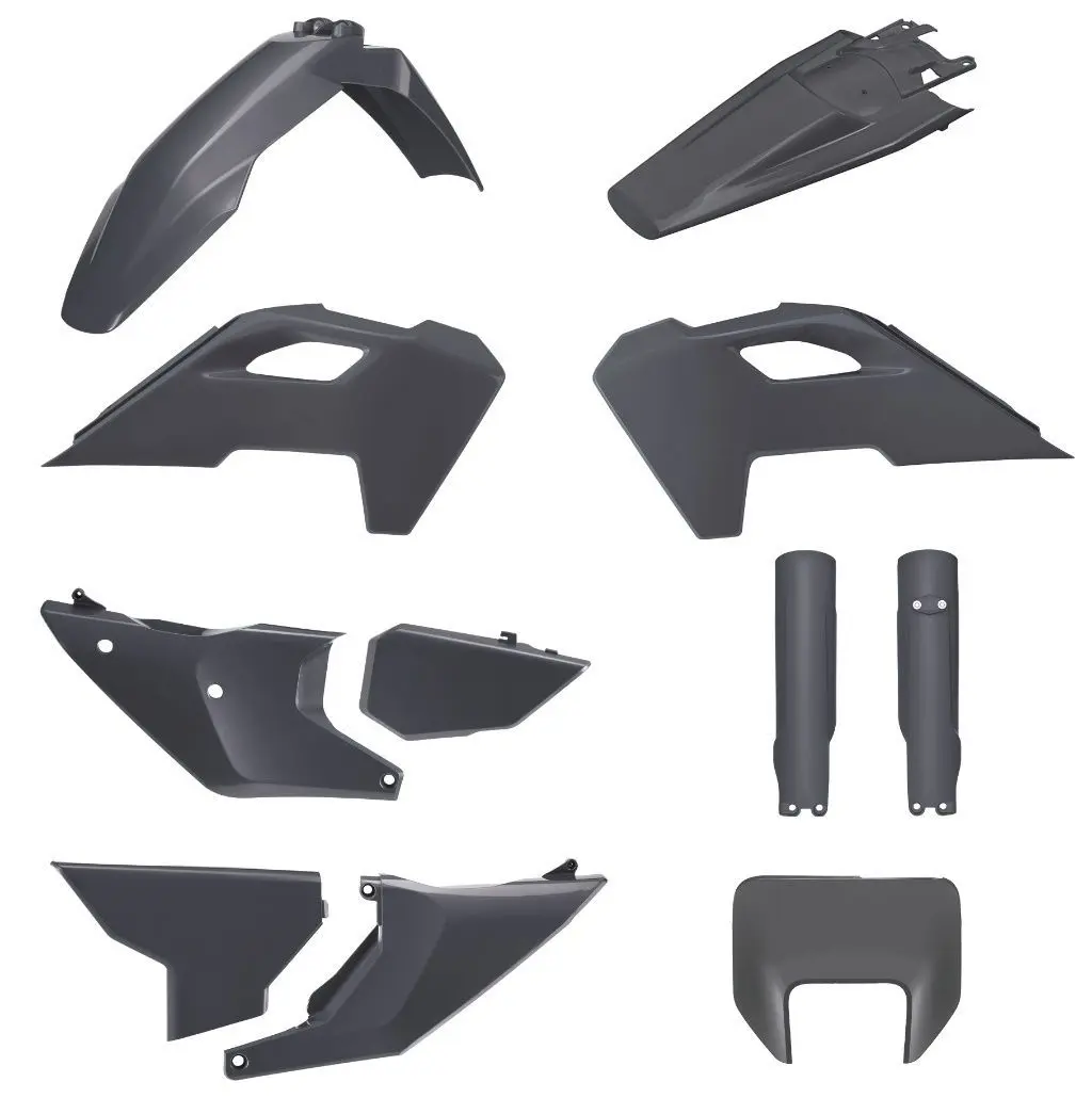 POLISPORT kompletní sada plastů (FULL KIT) HUSQVARNA TE/FE 24-25 v sadě kryt předního světla (8681500003) a kryty tlumičů (8476600003) barva šedá