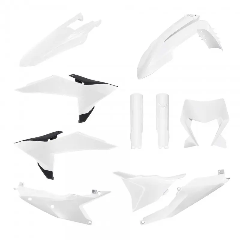 POLISPORT kompletní sada plastů (FULL KIT) KTM EXC/EXC-F/XC-W/XC-WF TBI 26 v sadě kryt světla (8681300002) a kryty tlumičů (8478200002) barva bílá