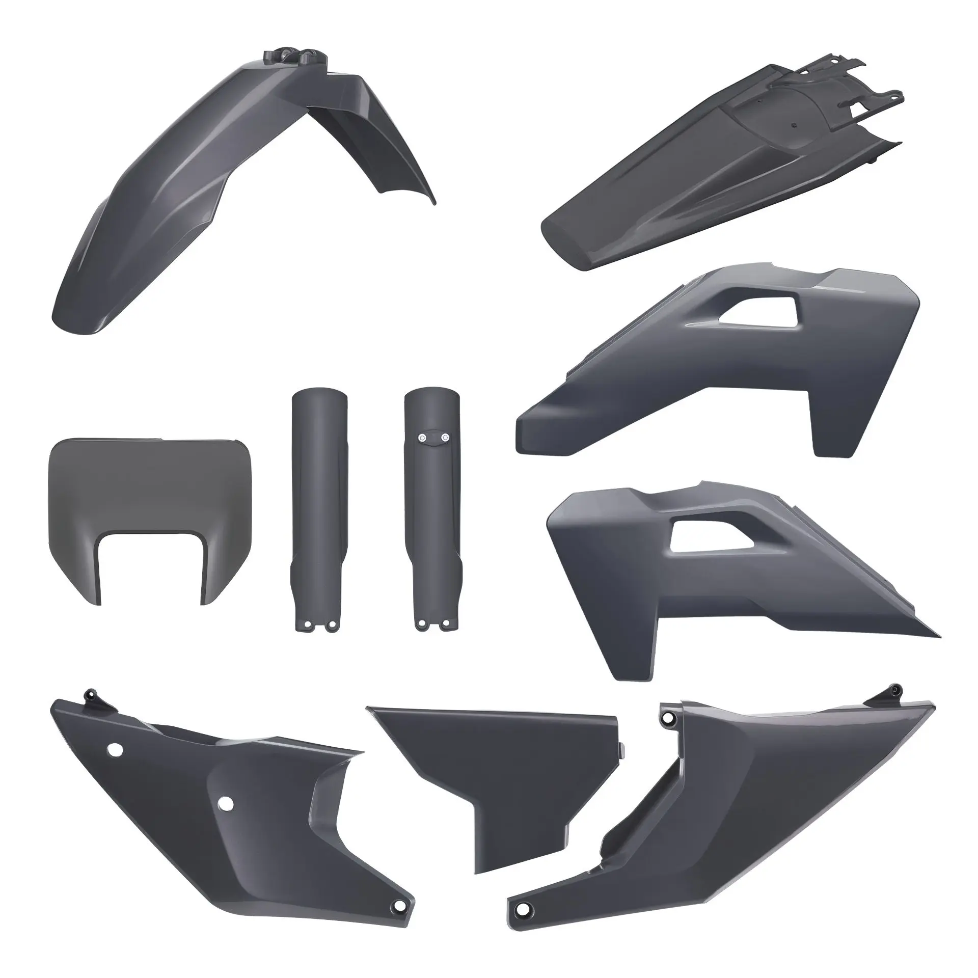 POLISPORT kompletní sada plastů (FULL KIT) HUSQVARNA TE/FE 26 v sadě kryt předního světla (8681500002) a kryty tlumičů (8352500002) barva šedá