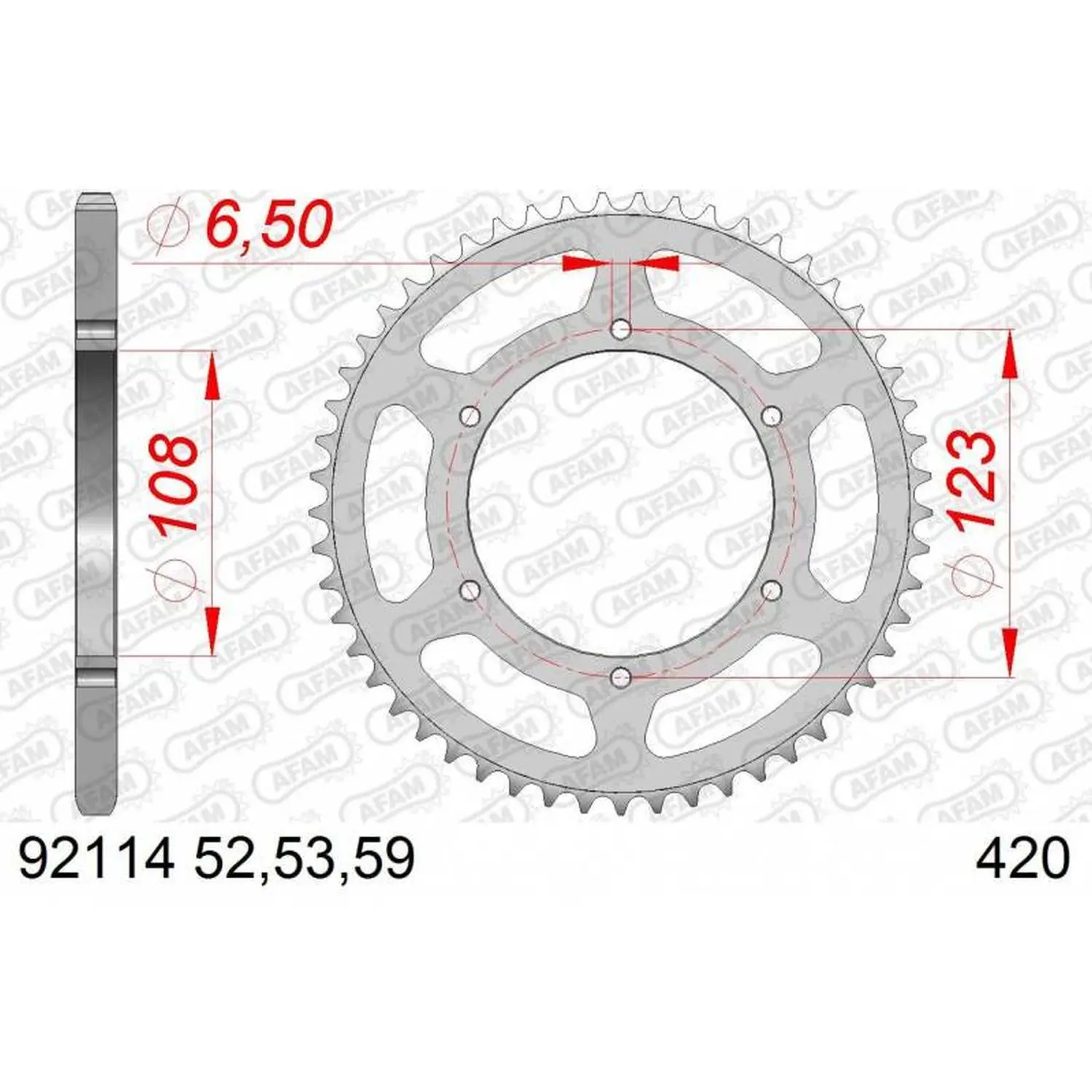 AFAM řetězové kolečko zadní 4412 52 APRILIA RS 50 '06-'14, DERBI GPR 50 '04-'13, SENDA SM 50 '07-'12 (řetěz 420) (JTR1133.52) (AFAM řetězové kolečko)