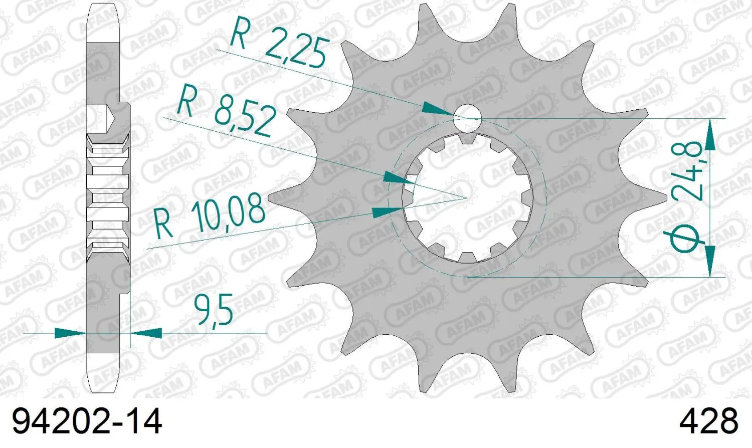 AFAM pastorek přední 2084 14 KTM SX 85 04-17 (+1) (JTF1907.14) (řetěz 428) (AFAM pastorek přední 2084 14 KTM SX 85 04-17 (+1) (JTF1907.14) (řetěz)