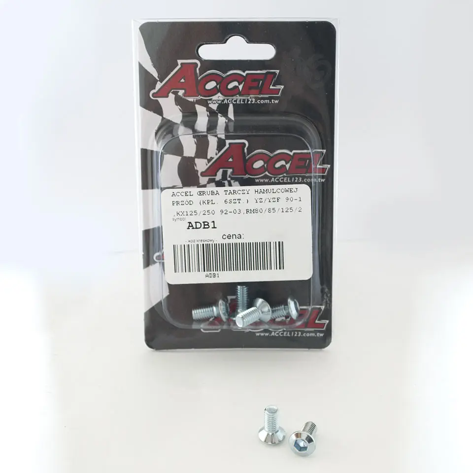 ACCEL šrouby brzdového kotouče přední (komplet 6kusů-M6) YZ/YZF '90-'14, KX 125/250 '92-'03, RM 80/85/125/250 '93-'14 zadní YZ 125/250 '90-'97,KX
