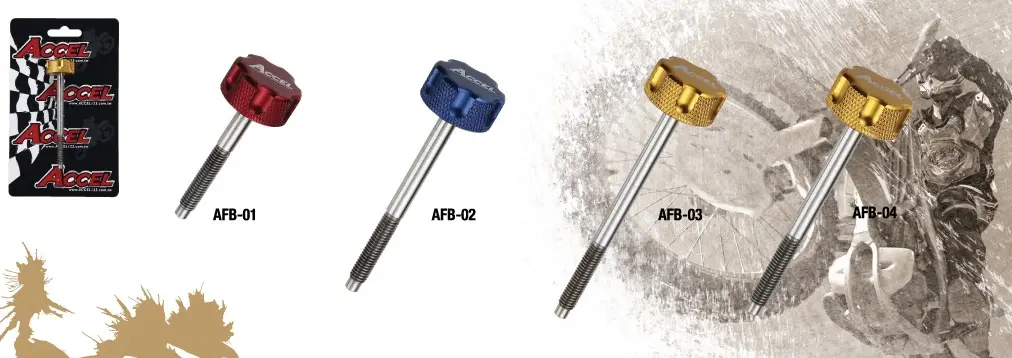 ACCEL šroub vzduchového filtru HONDA CR 125/250 '98-'13, KAWASAKI KX/KXF, SUZUKI RMZ 250 '04-'13 barva zlatá (ACCEL šroub vzduchového filtru HONDA CR)