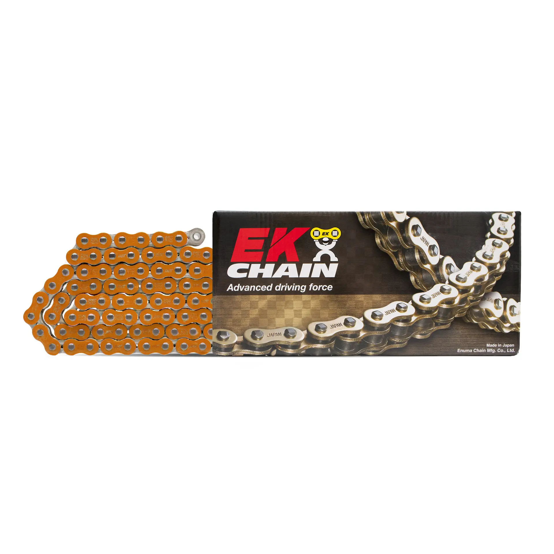EK hnací řetěz EK520MVXZ2 120 QX-RING barva oranžová (do 1000ccm) (40,0KN) vyrobeno v Japonsku nýtovací spojka (EK hnací řetěz EK520MVXZ2 120 QX-RING)