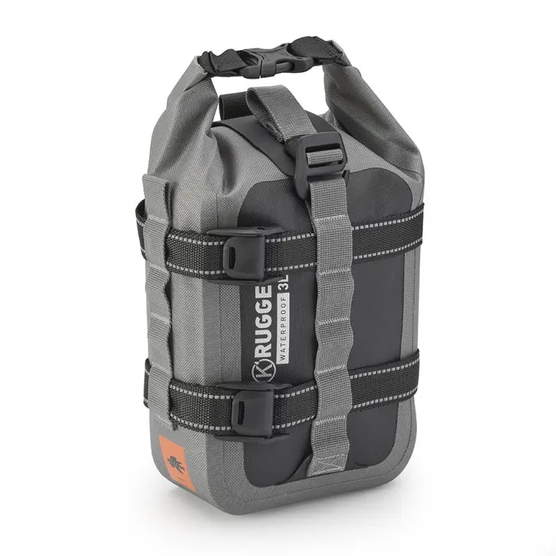KAPPA brašna na padací rámy 3L (možnost připojení k AV07) 100% voděodolná / pevná barva černá/šedá (pásy v sadě) (K' RUGGED) (KAPPA brašna na padací)