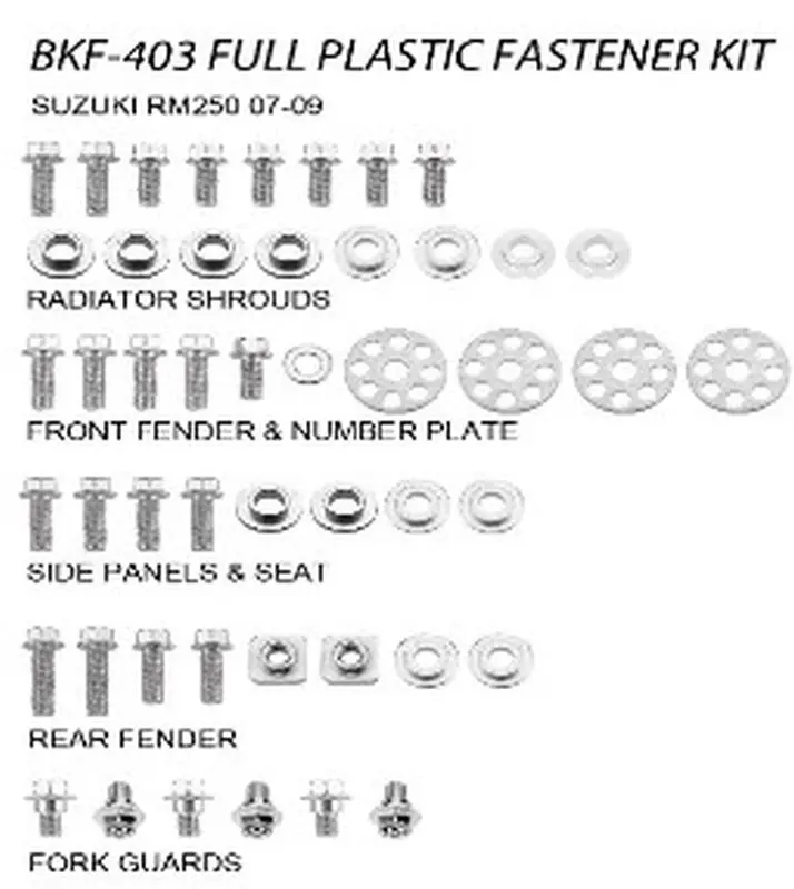 ACCEL sada šroubů do kapotáže SUZUKI RMZ 250 07-09 (BKF-403) ( )