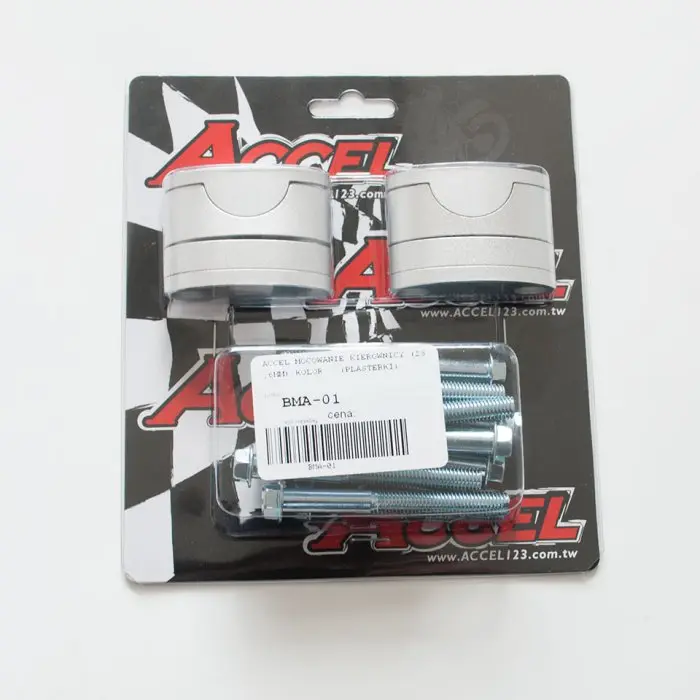 ACCEL držáky/zvedáky na řidítka (spodní-28,6/horní-28,6mm) (podložky 18+5+10+6=39mm) barva stříbrná (BMA-01SV) ( )