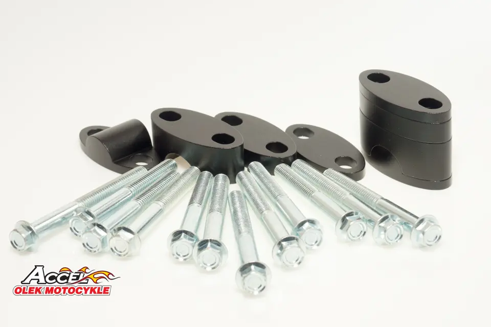 ACCEL držáky/zvedáky na řidítka (spodní-22,2/horní-22,2mm) (podložky 18+5+10+6=39mm) barva černá (BMA-02BK) (ACCEL držáky/zvedáky na řidítka)