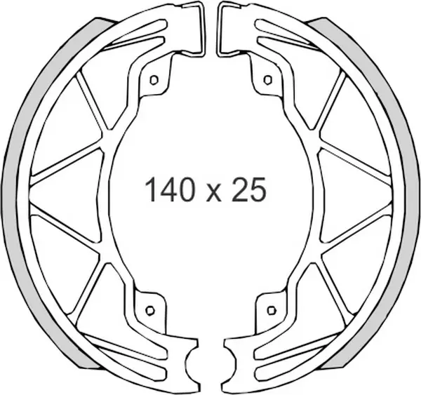 BRENTA brzdové čelisti DERBI25/50/125/150 PIAGGIO50/125/180 VESPA 50/125 (140x25mm) (FT 0300) (BRENTA brzdové čelisti DERBI25/50/125/150)