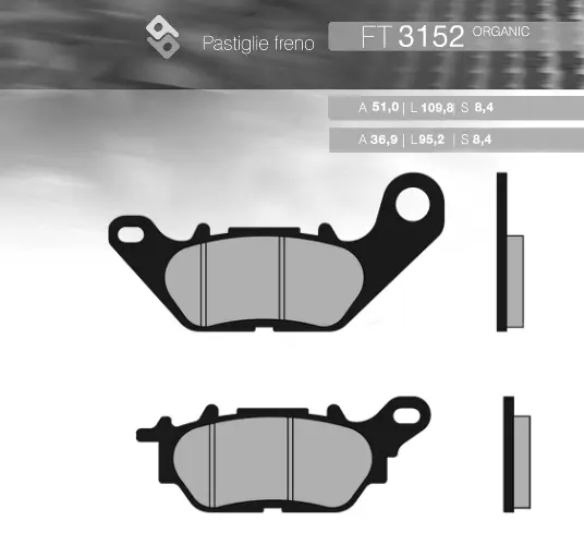 BRENTA brzdové destičky KH464 YAMAHA YBR 125 06-15, N-MAX 125 / 150 přední (FT 3152) (BRENTA brzdové destičky KH464 YAMAHA YBR 125 06-15, N-MAX 125 /)