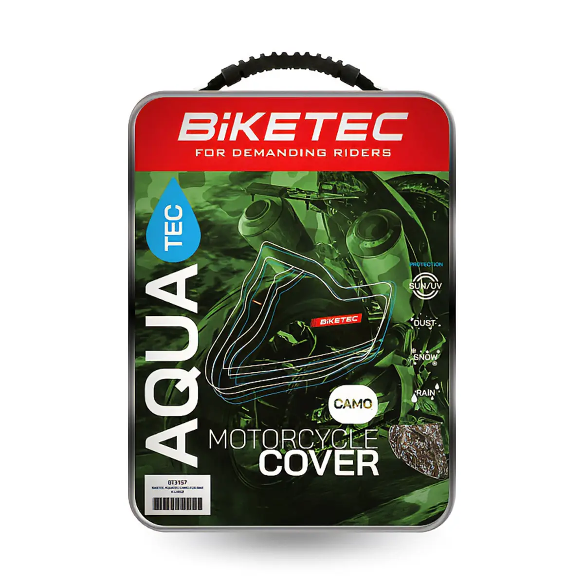 BIKETEC voděodolný potah AQUATEC na motocykl barva CAMO kamufláž (maskující) rozměr L (SPORT) (BIKETEC voděodolný potah AQUATEC na motocykl barva)