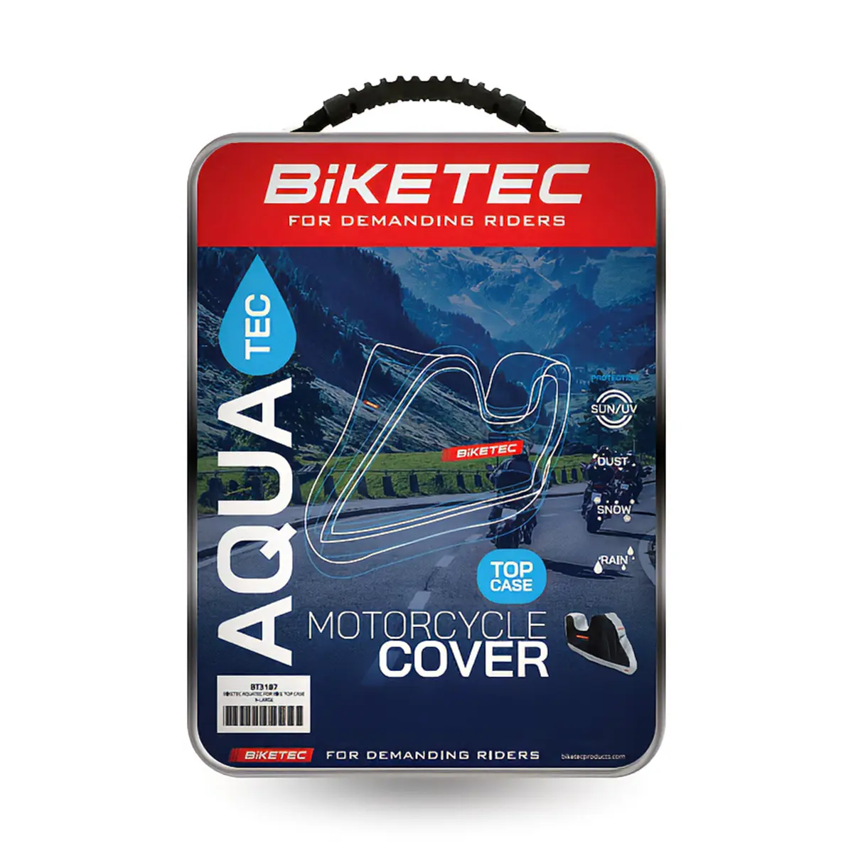 BIKETEC voděodolná plachta AQUATEC na motocykl s prostorem na zadní kufr barva černá/šedá rozměr L (BIKETEC voděodolná plachta AQUATEC na motocykl s)