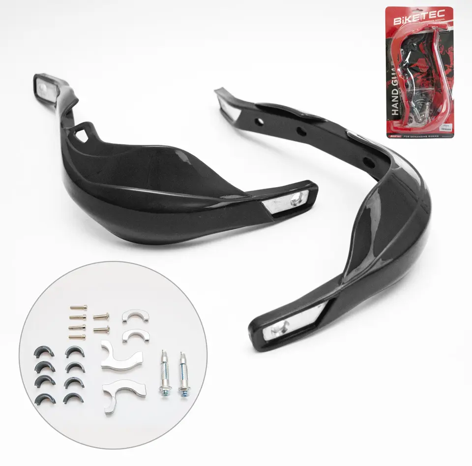 BIKETEC PARTS kryty rukou (handbary) ALU barva černá (s uchycením 22MM a 28MM) (BIKETEC PARTS kryty rukou (handbary) ALU barva černá (s uchycením)