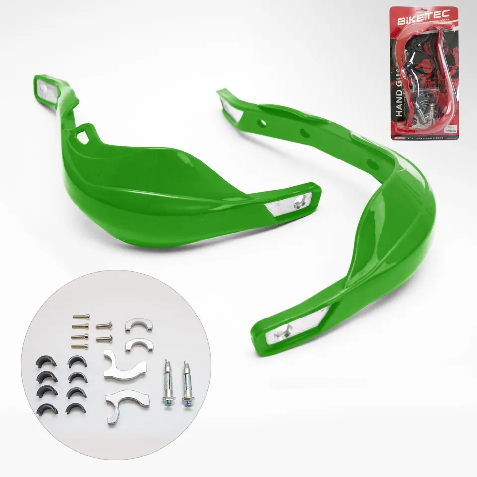 BIKETEC PARTS chrániče páček ALU barva zelená (s upevněním 22mm i 28mm) (BIKETEC PARTS chrániče páček ALU barva zelená (s upevněním 22mm i 28mm))