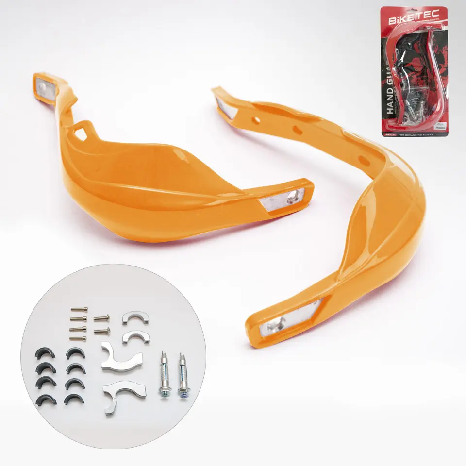 BIKETEC PARTS chrániče páček ALU barva oranžová (s upevněním 22mm i 28mm) (BIKETEC PARTS chrániče páček ALU barva oranžová (s upevněním 22mm i 28mm))