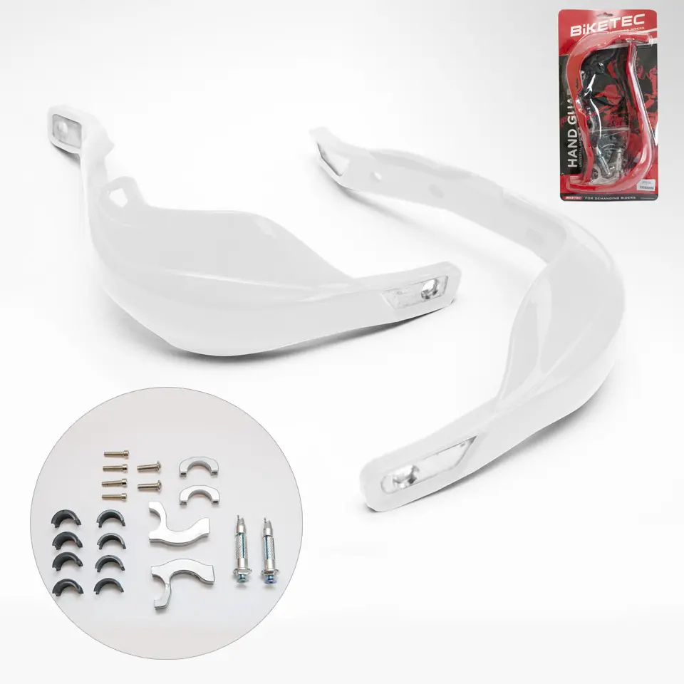 BIKETEC PARTS chrániče páček ALU barva bílá (s upevněním 22mm i 28mm) (BIKETEC PARTS chrániče páček ALU barva bílá (s upevněním 22mm i 28mm))