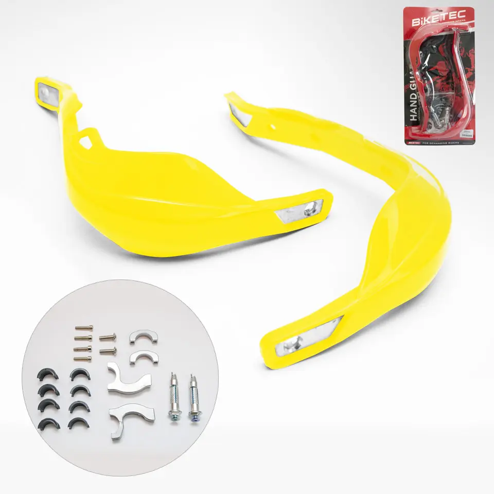 BIKETEC PARTS chrániče páček ALU barva žlutá (s upevněním 22mm i 28mm) (BIKETEC PARTS chrániče páček ALU barva žlutá (s upevněním 22mm i 28mm))