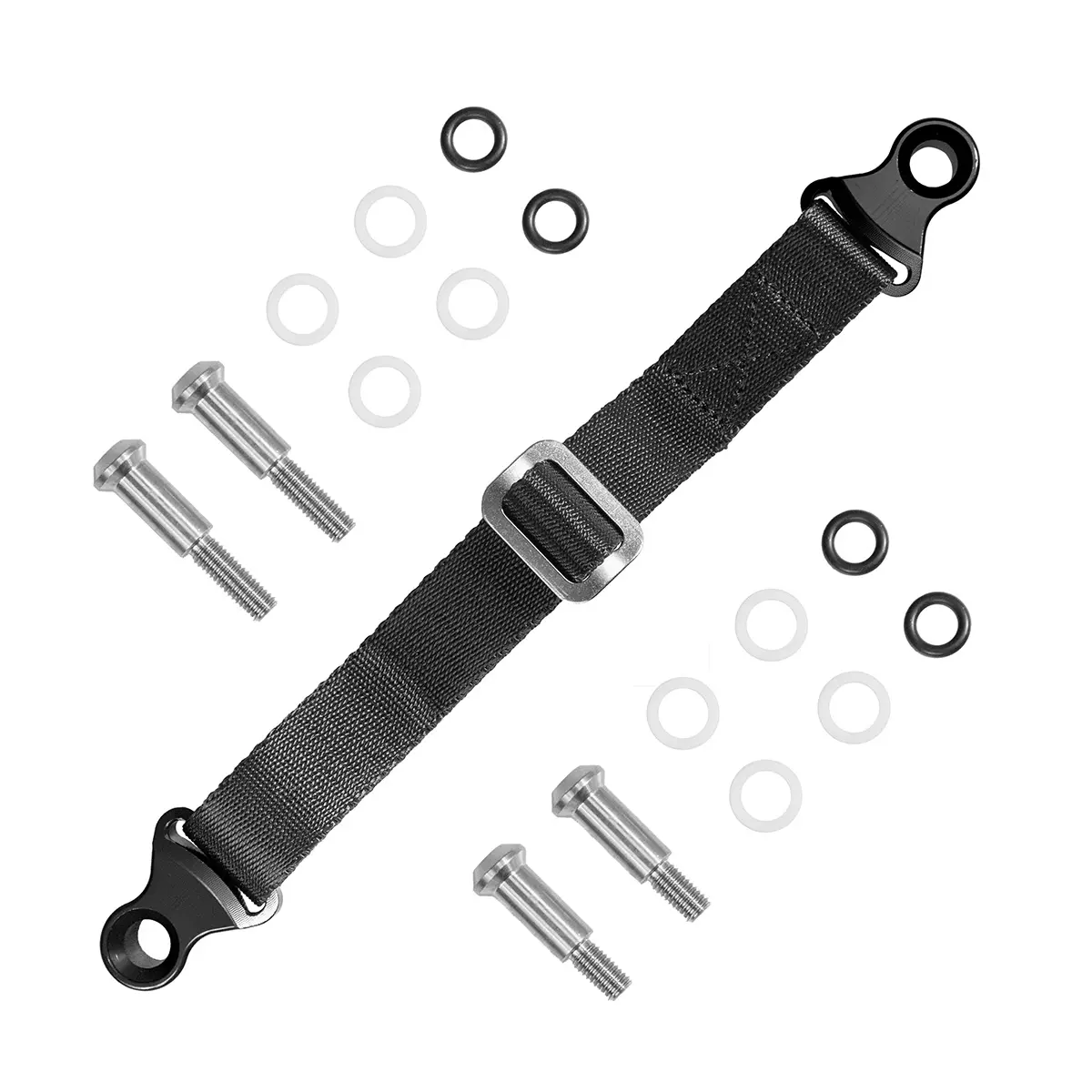 BIKETEC pás textilní pro vytažení motocyklu pro japonské motocykly 2 komplety šroubů delší a kratší 350mm X 2,5mm X 25mm barva černá/černá ( )
