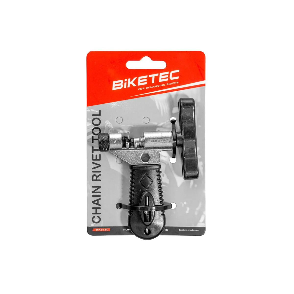BIKETEC nářadí (nýtovačka) na nýtování a rozebírání cyklistických řetězů typ: 7 - 12 SP s dodatečným čepem ( )
