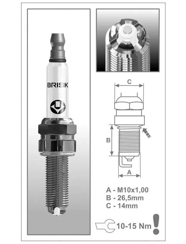 BRISK PREMIUM zapalovací svíčka COR10LGS KTM SXF/EXCF 250/450 14-22 , HUSQVARNA FC/FE 14-22, GASGAS EC/EX 21-22, (první montáž - OEM) (BRISK PREMIUM)
