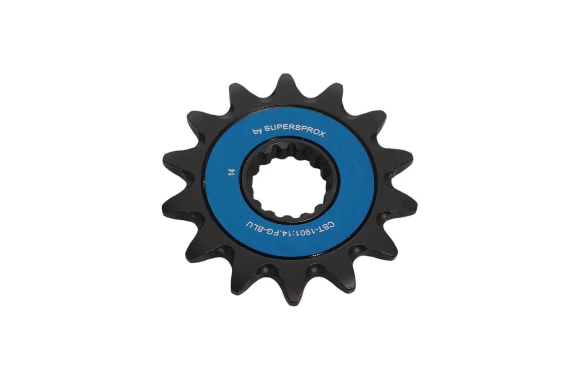 SUPERSPROX řetězové kolo přední 1248 14 samočistící KTM SX/SXF/EXC/EXCF 91-, HUSQVARNA CR/WR/TE/TC 14-, GASGAS 21- s kroužky barva modrá (JTF1901.14)