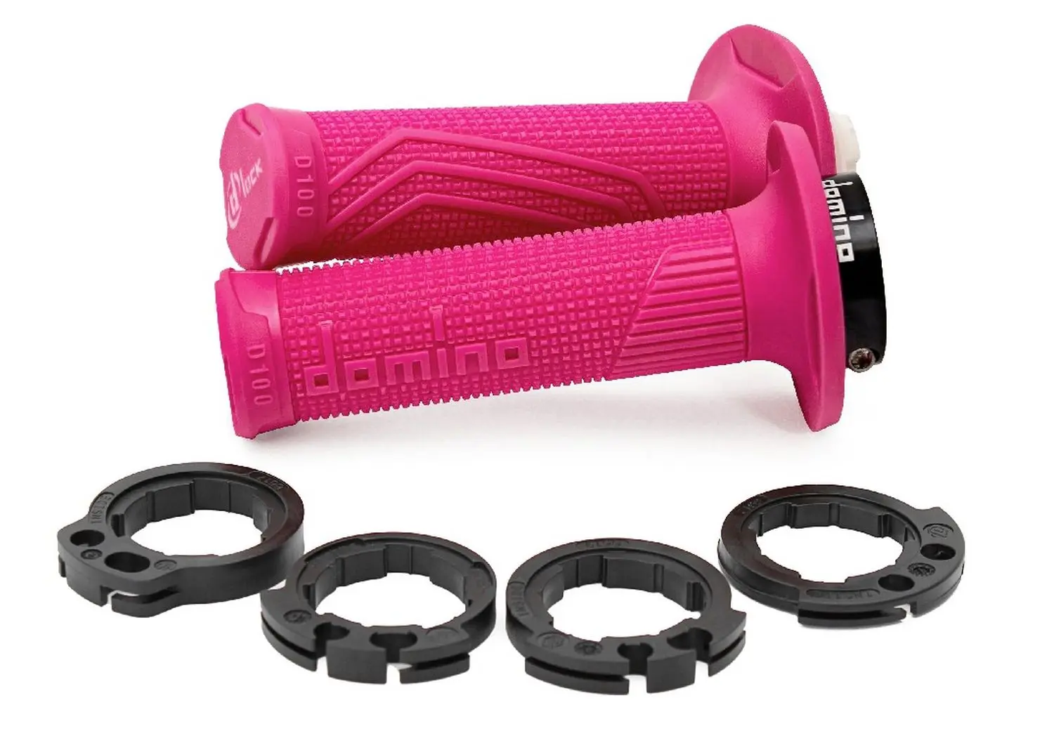 DOMINO gripy OFF ROAD D-LOCK (s adaptéry plynu - KTM, HUSQVARNA, GASGAS, HONDA, KAWASAKI, SUZUKI, YAMAHA) barva růžová ( )