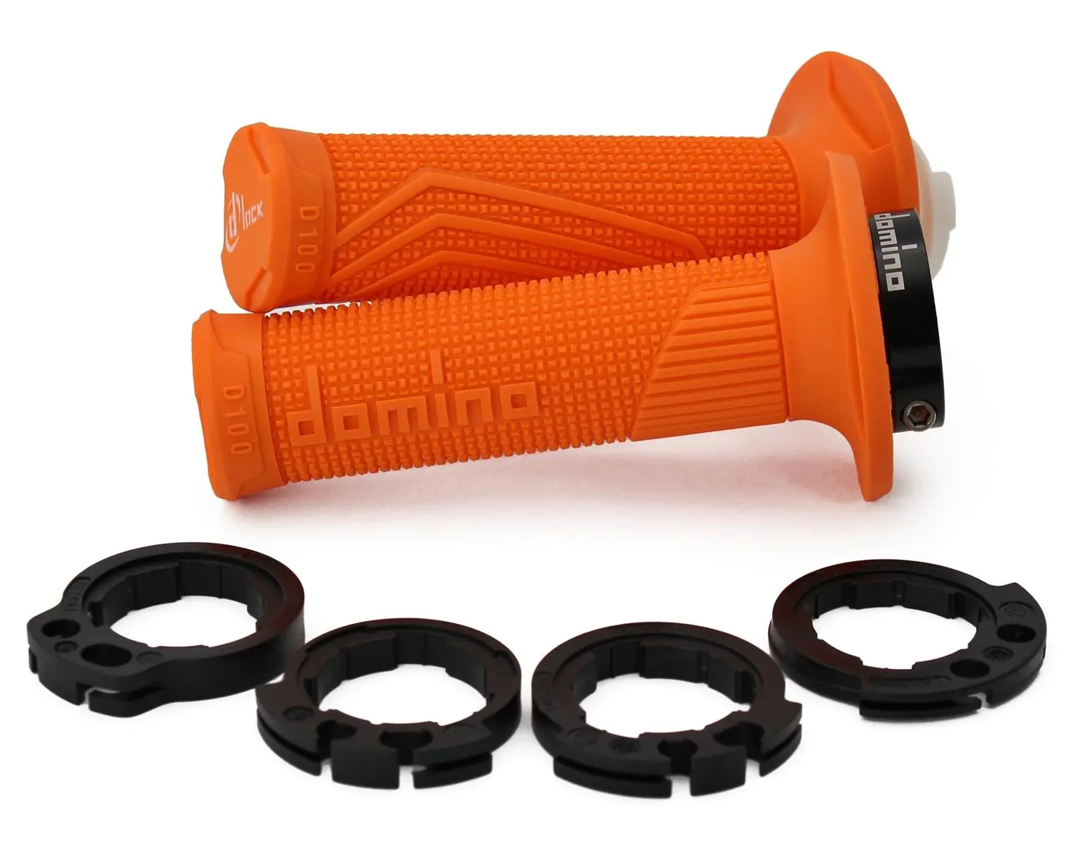 DOMINO rukojeti (gripy) OFF ROAD D-LOCK (s adaptéry plynu - KTM, HUSQVARNA, GASGAS, HONDA, KAWASAKI, SUZUKI, YAMAHA) barva oranžová ( )