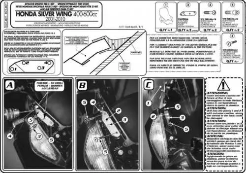 KAPPA upevnění plexi 214DT HONDA SILVERWING 400-600ccm (01-10) (KAPPA upevnění plexi 214DT HONDA SILVERWING 400-600ccm (01-10))