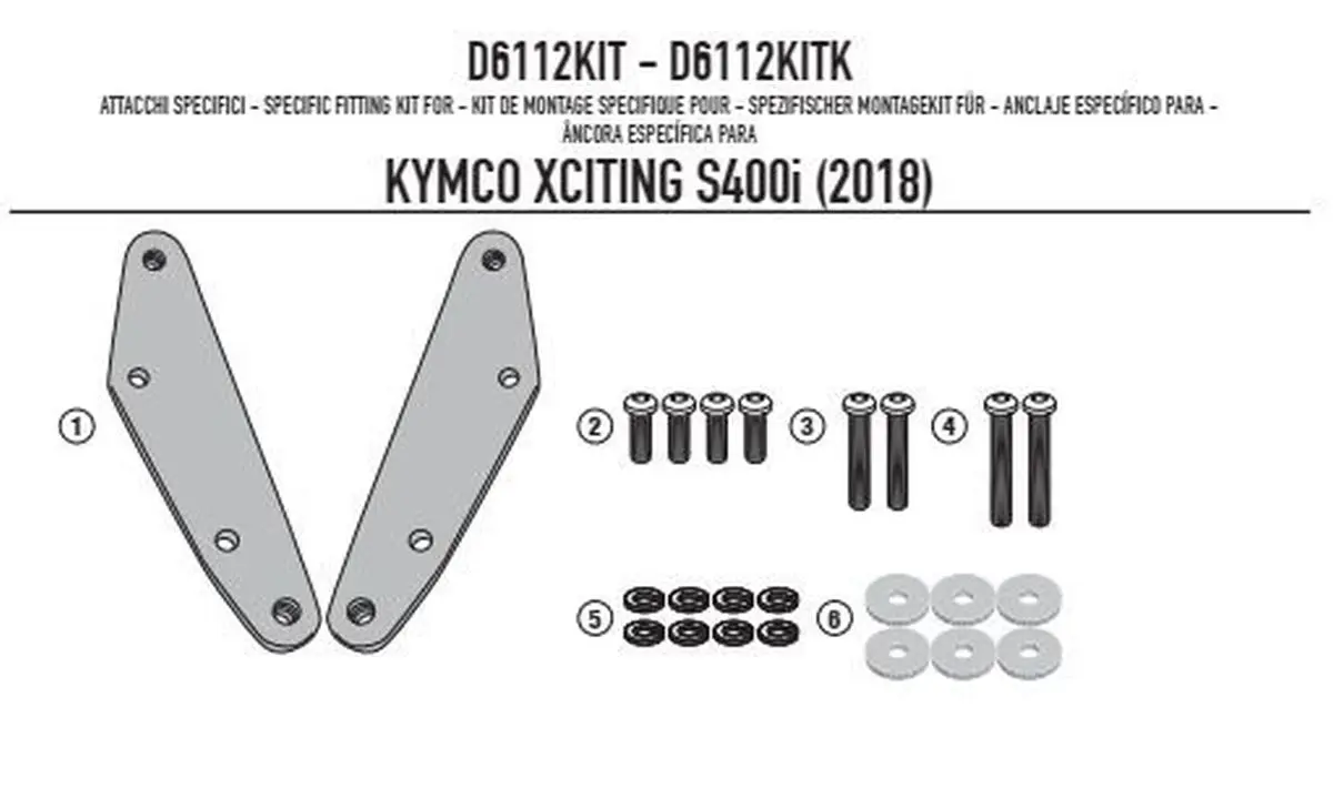 KAPPA upevnění plexi KD6104ST KYMCO XCITING S400I 18-24 (KAPPA upevnění plexi KD6104ST KYMCO XCITING S400I 18-24)
