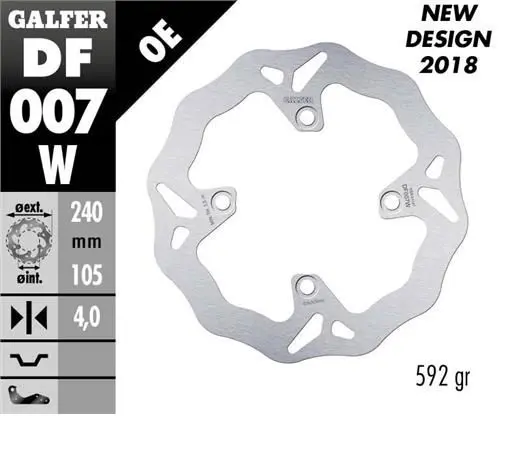GALFER brzdový kotouč zadní HONDA XL 600/650/700V TRANSALP 91-07; CB 500 97-05; CB750 92-02; CB 900 HORNET 02-07; BUELL 93-10 (WAVE FIXED)