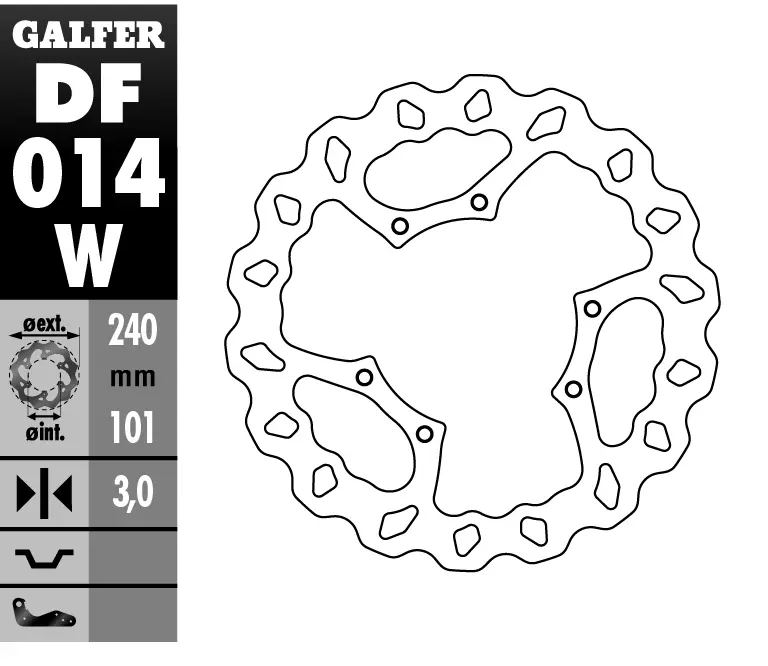 GALFER přední brzdový kotouč HONDA CR 125R/250R 95-07, CR 500 95-00, CRF 250R/450R 02- WAVE (240X101X3mm) (GALFER přední brzdový kotouč HONDA CR)