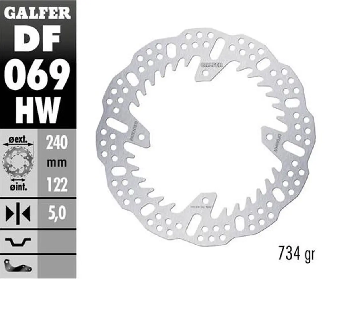 GALFER brzdový kotouč zadní HONDA CR 125/250; CRF250R 04-23; CRF 450R 09-23 (240X140X5mm) SHARK ENDURO MX (GALFER brzdový kotouč zadní HONDA CR)