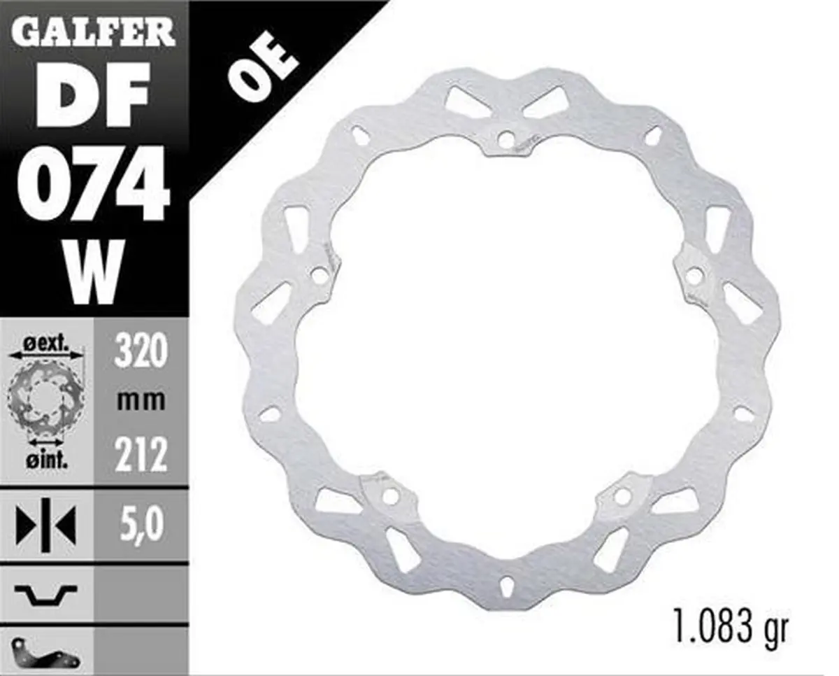 GALFER brzdový kotouč přední HONDA CTX 750N (ABS) 13-; NC 700S/X (ABS) 12-14; NC 750S/X (ABS) 14- (WAVE FIXED) (320X212X5mm) ( )